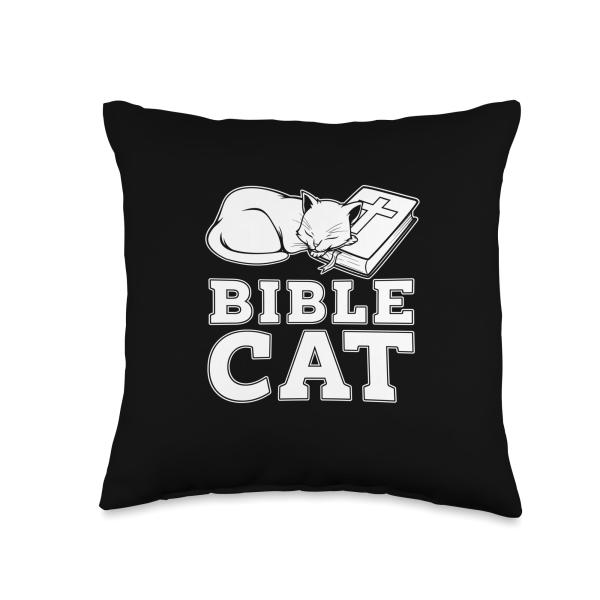 Christian Gifts ＆ Accessories Jesus Catholic-Bible Religion Christian Cat Throw Pillow, 16x16