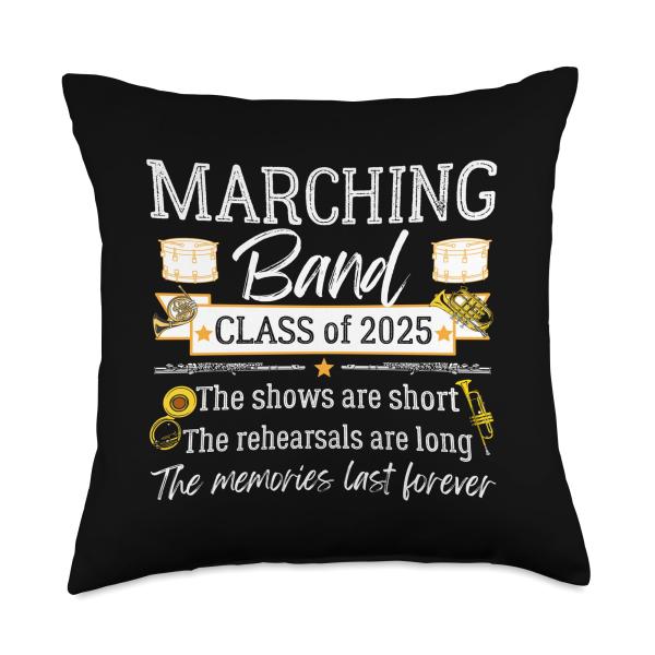 Class of 2025 Marching Band Senior Gifts Marching Band Senior 2025 Musician Graduating Class Grad Throw Pillow, 18x18