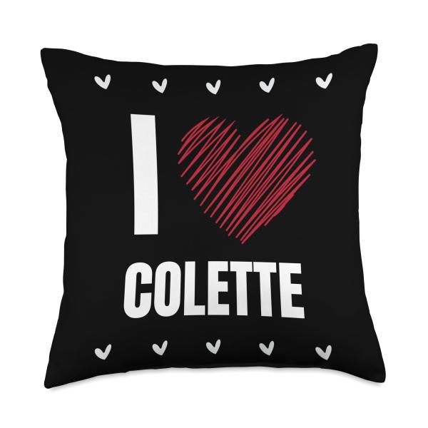 I Love COLETTE Cool Name Red Heart Funny Personalized Name Throw Pillow, 18x18