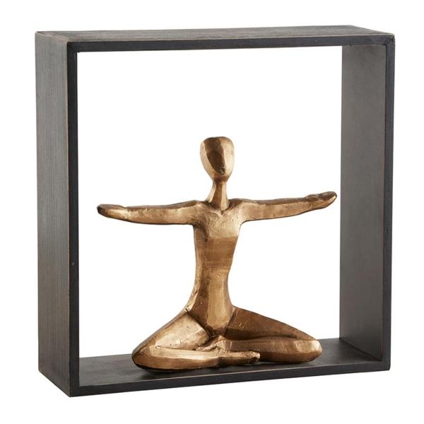 47th ＆ Main Modern Figurine Black and Gold Contemporary Statue Table or Shelf D〓cor, 11.75" Square, Yoga Pose