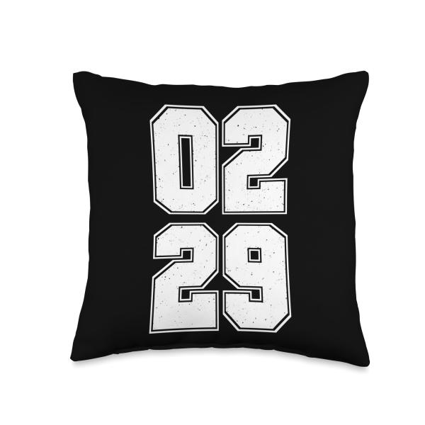 Leap Year 2024 February 29 Birthday Gift Store Year Birthday 02 29 Retro February 29th Leap Day Boys Throw Pillow, 16x16