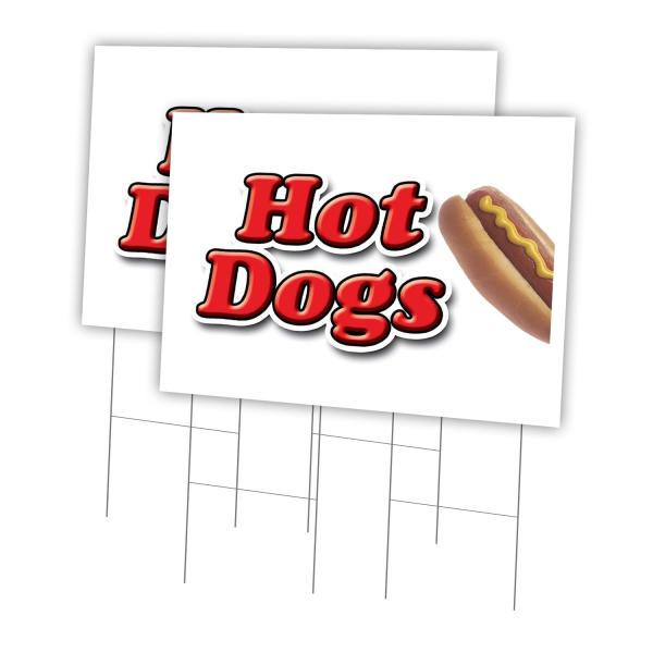 Hot Dogs1 24インチ x 36インチ ヤードサイン＆ステーク2パック | ビジネスを宣伝 | 両側にステーク付き画像 | アメリカ製