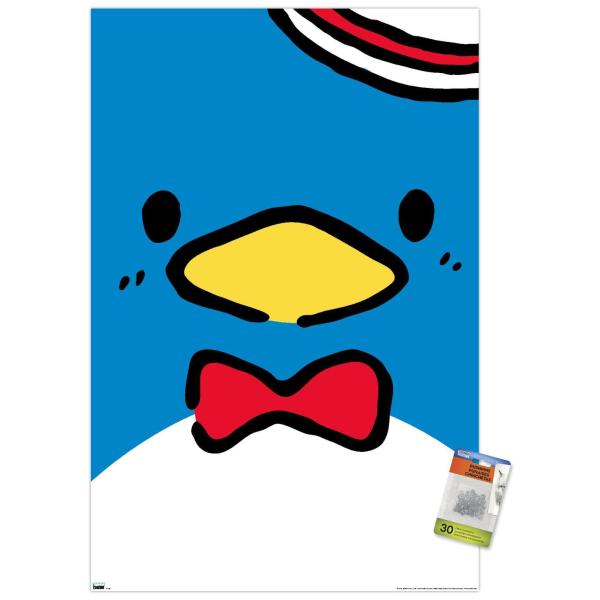 Trends International Hello Kitty and Friends - Tuxedo Sam Close-Up Wall Poster, 22.37" x 34.00", Premium Poster ＆ Push Pin Bundle