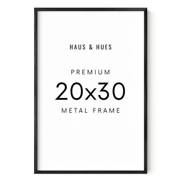HAUS AND HUES 20x30 ブラックメタルフォトフレーム - プレミアムアルミニウム製 縦横に吊るす 飛散防止 プレキシガラス 自宅 部屋 オフィスに最適 (20x30インチ