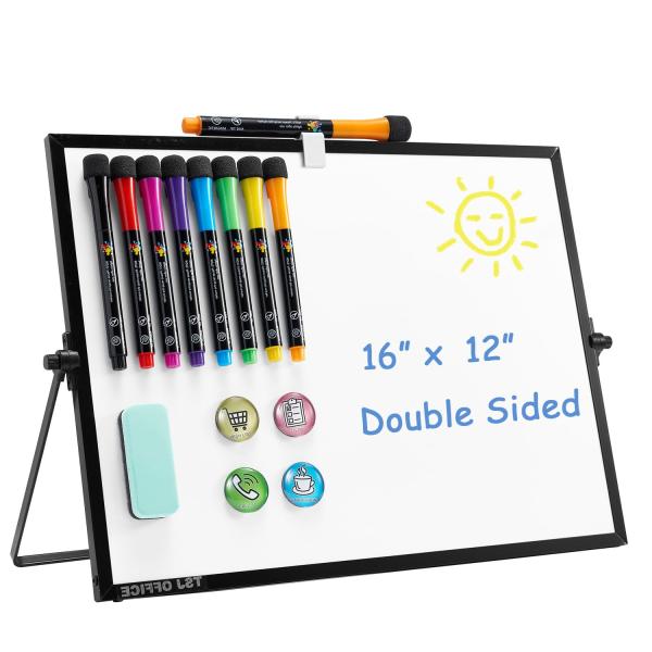 TSJ OFFICE Small White Board - 12 X 16 Inches Black Framed Dry Erase Board
