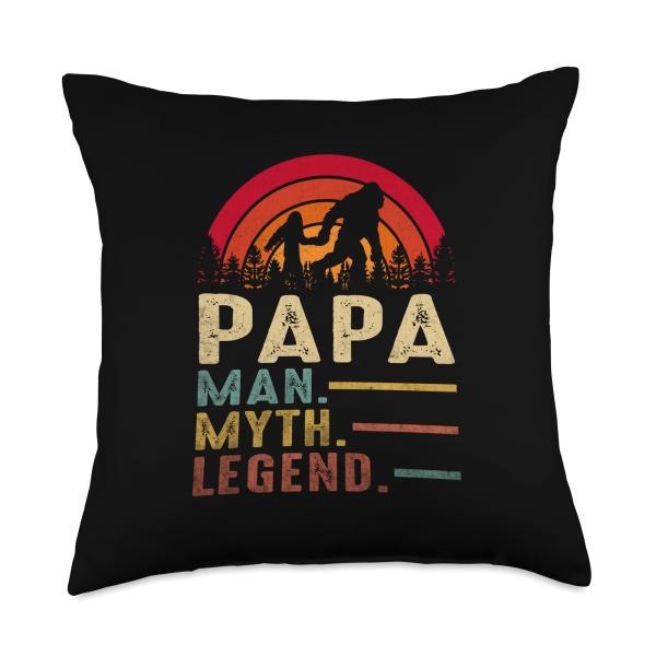 Bigfoot Yeti Cryptozoology Sasquatch bigfoot papa Daddy Throw Pillow, 18x18
