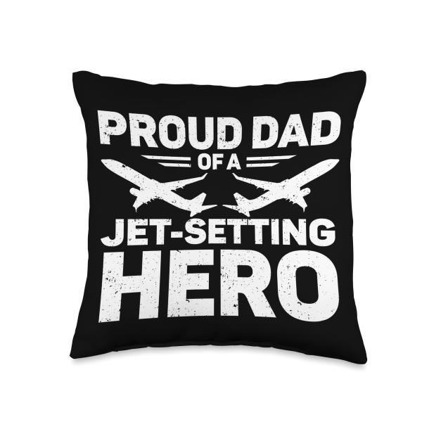 Flight Attendant Dad Of A Jet Setting Hero Flight Attendant Throw Pillow