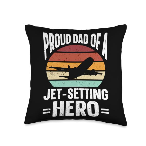 Flight Attendant Dad Of A Jet Setting Hero Flight Attendant Throw Pillow