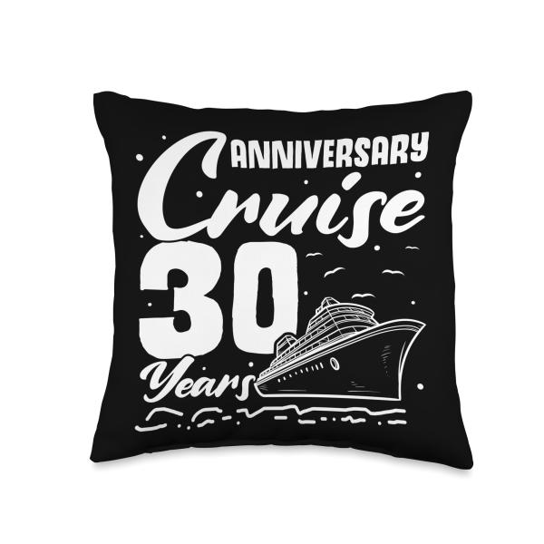 Anniversary Cruise Husband ＆ Wife Couple Shirts 30th Anniversary Cruise 30 Years His ＆ Hers Matching Couple Throw Pillow, 16x16