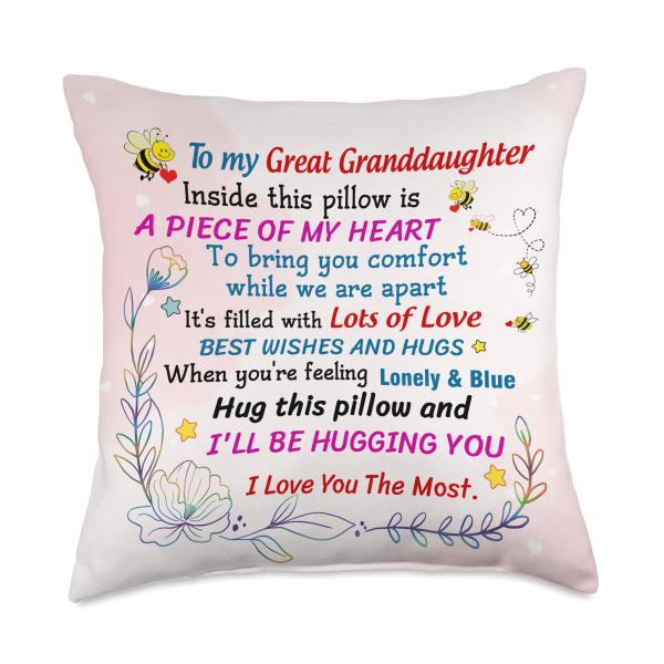 Great Granddaughter Hug this pillow and I'll be hugging you Throw Pillow