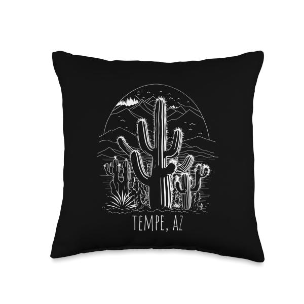 Tempe, AZ, USA Cactus Desert Scene Design Throw Pillow