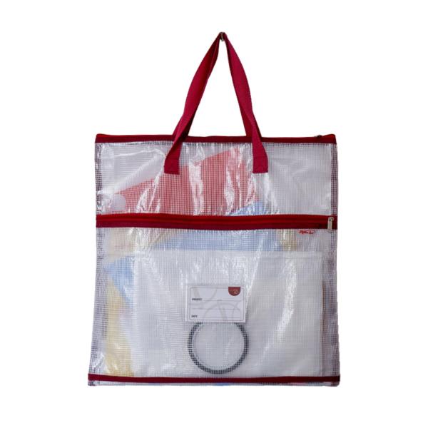 Madam's Sew Project Bag - ポータブルで整理されたクラフトストレージ キルターやクラフト用 - 2つのポケット、シースルーメッシュデザイン、プロジェクトの詳