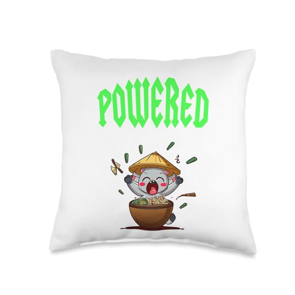 Powered By Ramen - Crazy Ramen Coala Throw Pillow