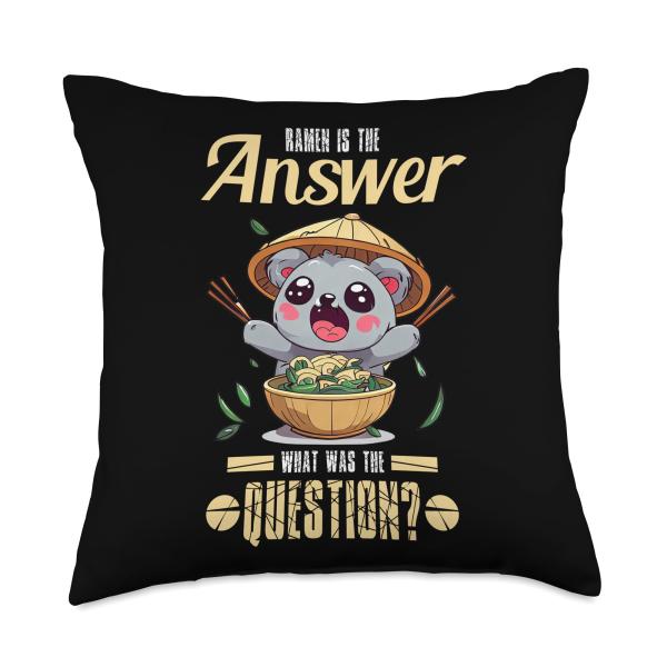 Ramen Is The Answer, What Was The Question? Cute Coala Throw Pillow