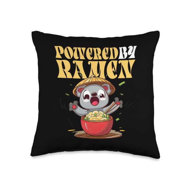 Powered By Ramen - Crazy Ramen Coala Throw Pillow