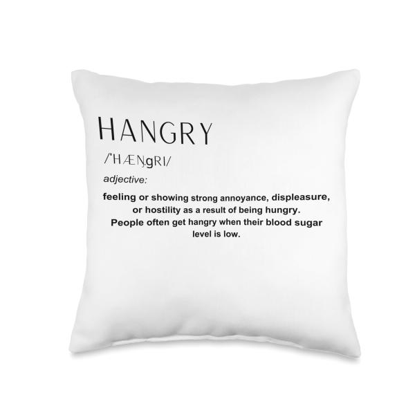 Hangry Print Hungry Angry Food Fashion Dictionary Extract Throw Pillow
