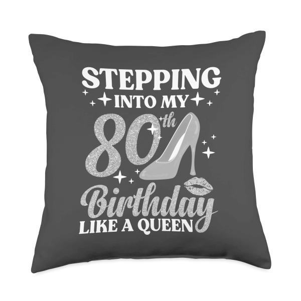 80th Birthday Art For Women Ladies Girls Turning 80 Gag Idea Throw Pillow