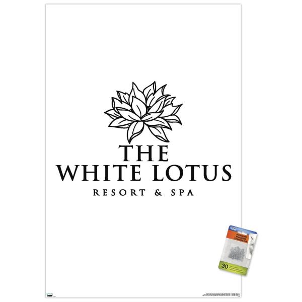 Trends International The White Lotus - Black and White Logo Wall Poster, 22.37" x 34.00", Premium Poster ＆ Push Pin Bundle