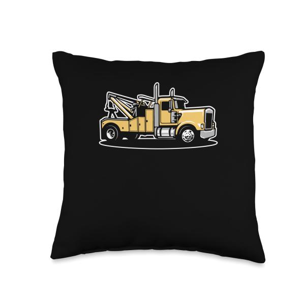 Tow Truck Driver Gifts ＆ Accessories Recovery Vehicle Thin Line Operator Tow Truck Driver Throw Pillow, 16x16