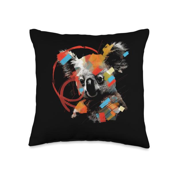 Koala Artwork - Colourful Animal Koala Throw Pillow