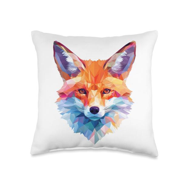Fox Polygon - Animal Art Fox Throw Pillow