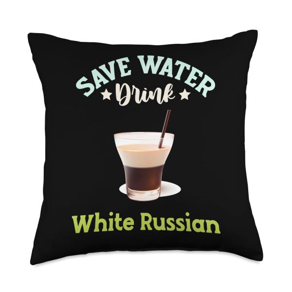 Spirited Expectations Mixology Cocktails Save Water Drink White Russian Cocktail Throw Pillow, 18x18