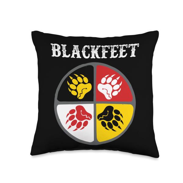 Blackfeet Native American Medicine Wheel Throw Pillow, 16x16