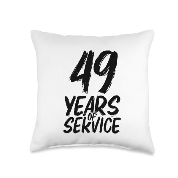 Happy Work Anniversary Jubilee Years of Service 49 Years of Service Funny 49th Work Anniversary Jubilee Throw Pillow, 16x16
