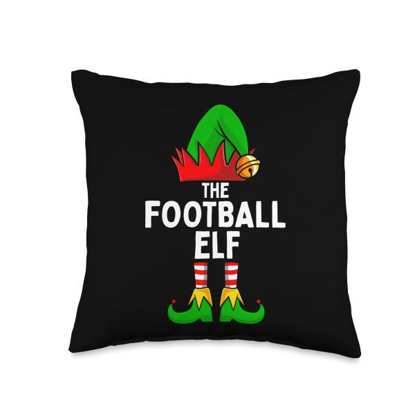 Elf Matching Family Christmas Group Store Football Elf Matching Family Christmas Throw Pillow, 16x16