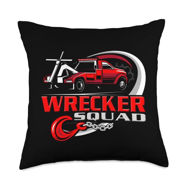 Tow Truck Driver Husband Men Towing Wrecker Tow Truck-Wrecker Squad Throw Pillow, 18x18