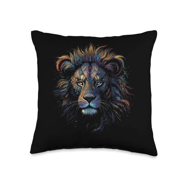 Lion - Art Zoo Animal Lion Throw Pillow