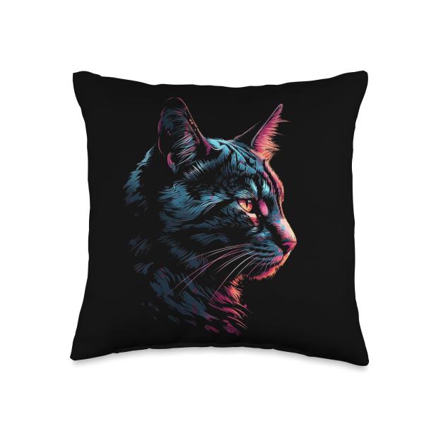 Cat Artwork Portrait - Pet Cat Motif Animal Cat Throw Pillow