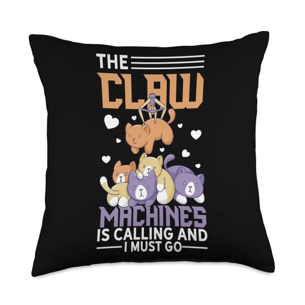 Claw Machine Game Funny Toy Japanese Arcades Throw Pillow, 18x18