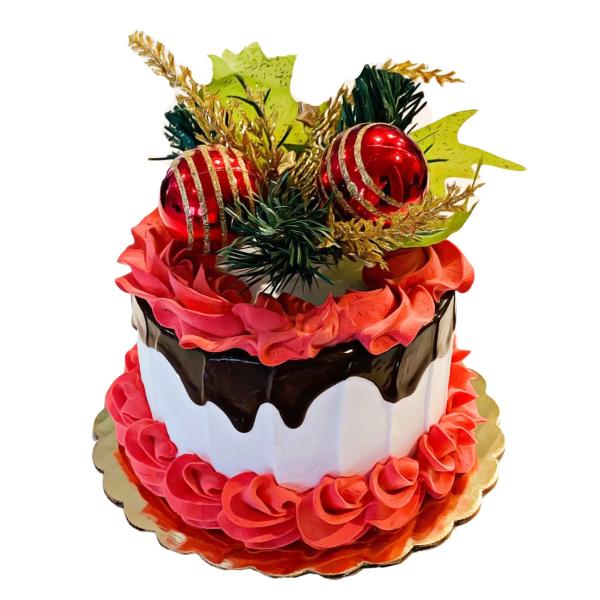 Fake Cake Christmas Balls Red Cake w/Chocolate Drizzle Cake Handmade by Dezicakes- Fake Cake -Artificial Cake