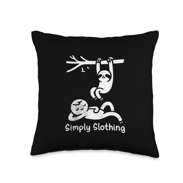 Lazy Doodles Day Simply Slothing Around Casual Doodle Wear Throw Pillow, 16x16