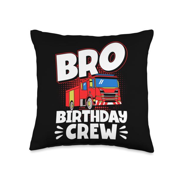 Fire department children gift Bro Birthday Crew Fireman fire Department Children's Throw Pillow, 16x16