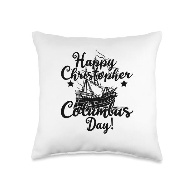 Happy Columbus Day Throw Pillow