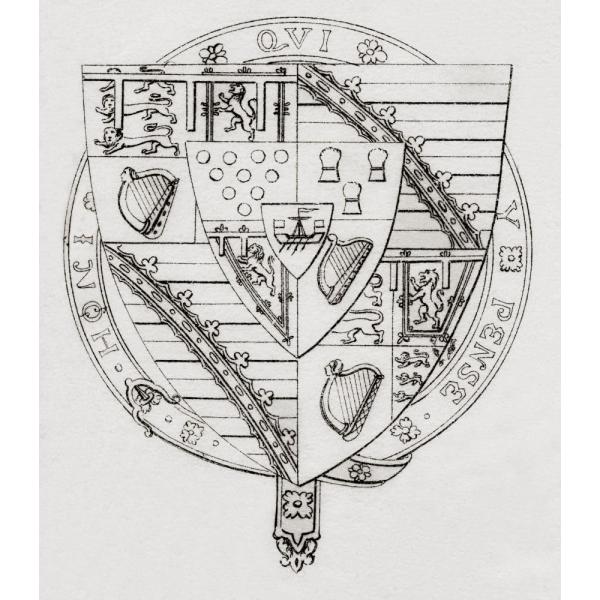 Arms of the Prince of Wales Marshalled. Impalement or marshalling is a combination of two coats of arms side by side in one divided heraldic shield to