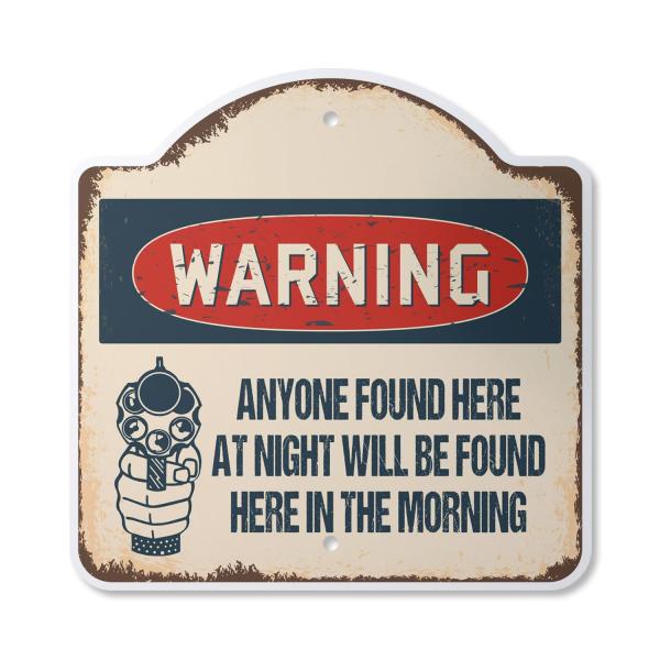 Anyone Found Here at Night Will Be Here in The Morning 12" X 12" Sign | Indoor/Outdoor Plastic | SignMission Designer Novelty Gift Funny Joke Gag Road