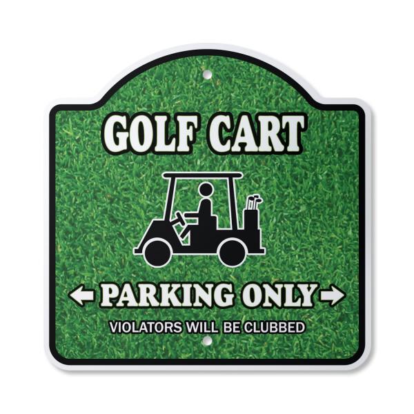 Golf Cart Parking 10" x 10" Sign | Indoor/Outdoor Plastic | SignMission Designer Golfer Lover Golfing Clubs Widow Novelty Gift Funny Joke Gag Road Gar