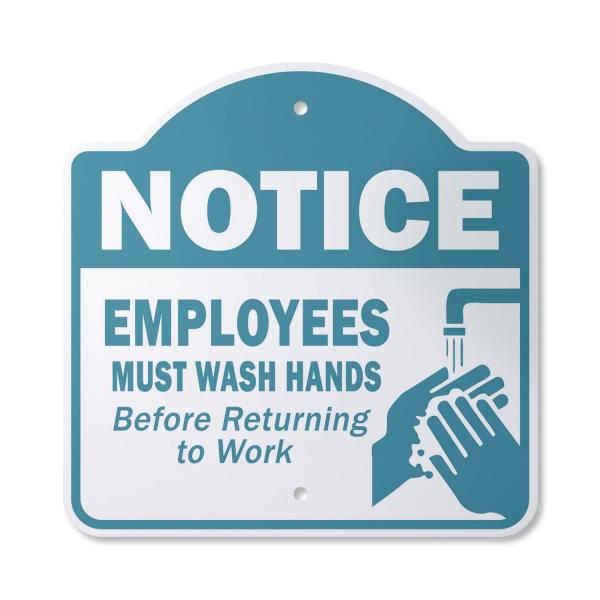 Notice Employees Must Wash Hands 10" x 10" Sign | Indoor/Outdoor Plastic | SignMission Designer Hygiene Workplace Business Novelty Gift Funny Joke Gag
