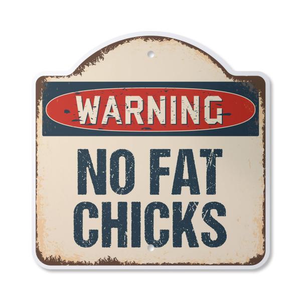 No Fat Chicks 12" X 12" Sign | Indoor/Outdoor Plastic | SignMission Designer Women Girl Chic Girlfriend Novelty Gift Funny Joke Gag Road Garage