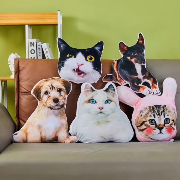Custom Photo Pillow Personalized Dog Cat Pet Pillow Customized Shaped Pillow Custom Pillow with Picture 3D Duplex Printing Shaped Pillow Pet Memorial