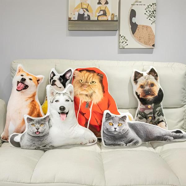 Custom Photo Pillow Personalized Dog Cat Pet Pillow Customize Shaped Pillow Personalized Pillow with Picture Pet Memorial Gifts 3D Duplex Printing Sha