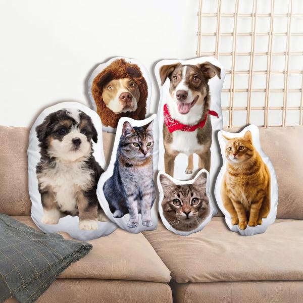 Custom Photo Pillow Personalized Pet Dog Cat Pillow Customized Shaped Pillow Custom Pillow with Picture 3D Duplex Printing Shaped Pillow Pet Memorial