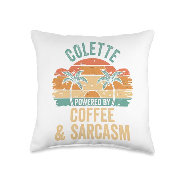 Coffee Gift For Women Gift For COLETTE Vibes Only Cute Retro Girls Colette Name Throw Pillow, 16x16