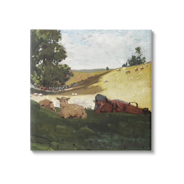 Stupell Industries Girl ＆ Sheep in Country Canvas Wall Art by Winslow Homer