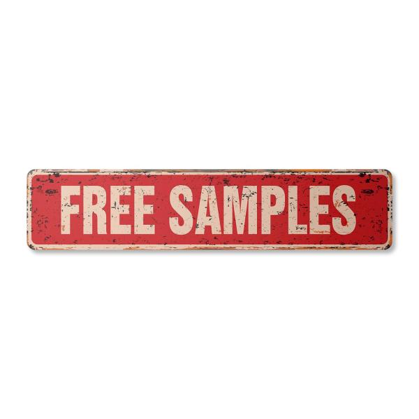 FREE SAMPLES Vintage Plastic Street Sign giveaways sampler consumer product freebie | Indoor/Outdoor | 24" Wide