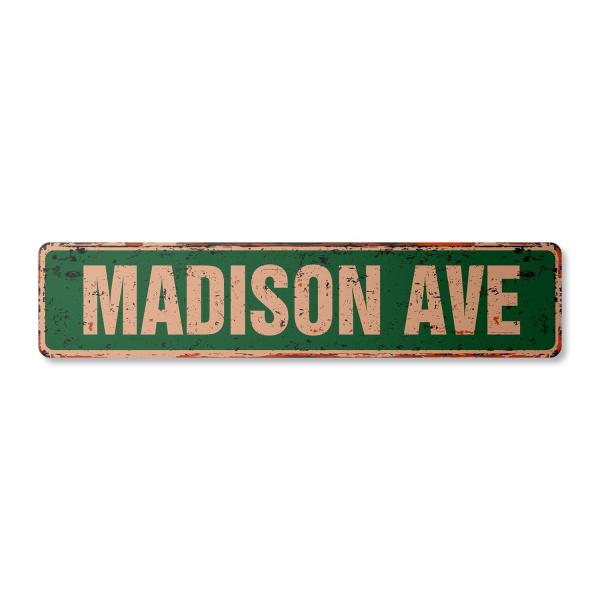 Madison Avenue Vintage Plastic Street Sign Manhattan New York Signs Advertising | Indoor/Outdoor | 18" Wide