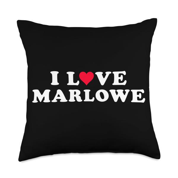 I Love Marlowe Shirt For Girlfriend Boyfriend I Love Matching Girlfriend ＆ Boyfriend Marlowe Name Throw Pillow, 18x18
